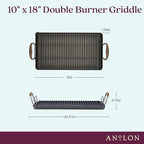 Anolon Advanced Home Hard Anodized Nonstick Double Burner Griddle/Grill Pan with Roasting Rack, 10 Inch x 18 Inch, Bronze