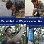 Membrane Solutions Gravity Water Filter 1 Gallon, NSF/ANSI 42&372&401 Certified, 0.1μm Versatile Water Purifier Camping with Adjustable Tree Strap Storage Bag, Survival Gear for Emergency Preparedness