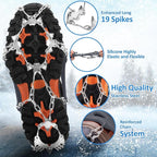 WIN.MAX Crampons for Shoes, Traction Cleats Ice Snow Grips with 19 Stainless Steel Spikes, Shoe Talons Anti - Slip Boots Spikes for Walking, Jogging, Climbing and Hiking