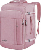 Gieury Carry On Backpack for Women, 50L Travel Backpack Flight Approved, Expandable Backpack For Airplanes, 17 Inch Laptop Backpack, Luggage Suitcase Daypack Lightweight Business Weekender Bag, Pink