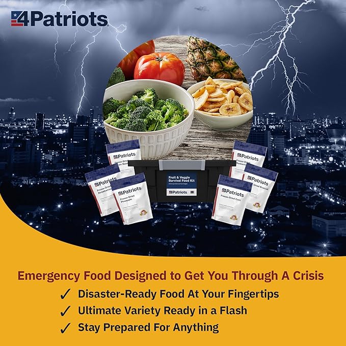 4Patriots Fruit & Veggie Food Kit 56 Servings of Shelf-Stable Fruits & Vegetables Good for 25 Years