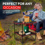 Folding Camping Table, 2-Tier Portable Table with Cup Holders, Carry Bag and Folding Cup, Small Camp Table for Tailgate, Picnic, BBQ, Beach, Fishing & Outdoor Use