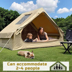 Inflatable Camping Tent for 4 Person with Heavy Duty 600D Oxford Fabric - Blow Up Tent Includes Rainfly & Air Pump,Easy Setup, Portable All Season Cabin House for Family Camping
