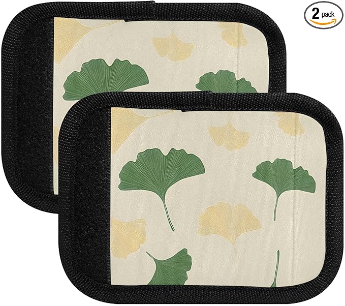 Yellow Ginkgo Leaves Luggage Handle Wrap for Suitcase Luggage Tags Handle Covers Identifiers Soft Decorations Travel Accessories 2 Pack