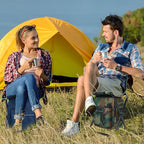 Lightweight Backpack Stool Cooler Chair Heavy Duty 350lbs for Adults, Folding Camp Stool with 15L Insulated Cooler for Fishing, Black