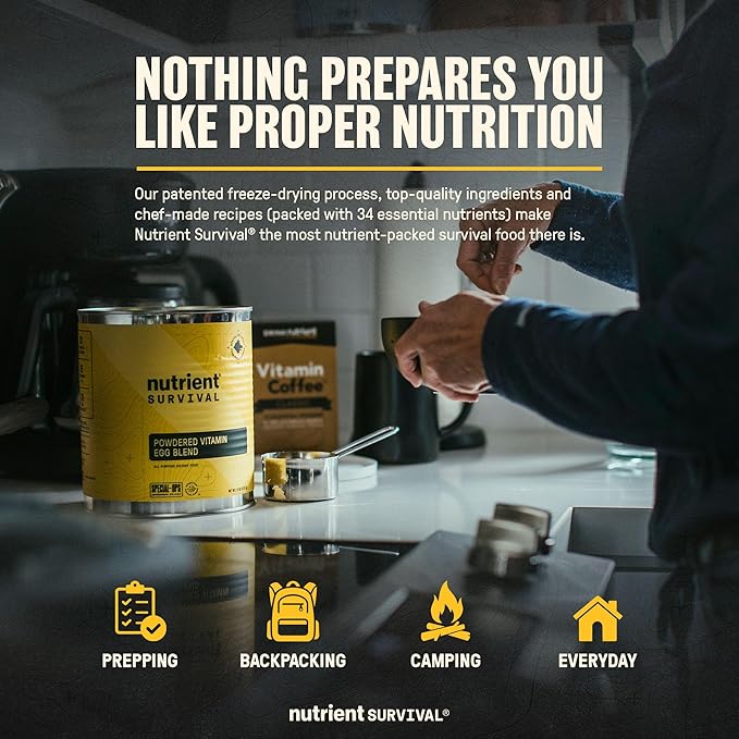 70 Egg Equivalent Nutrient Survival Vitamin Powdered Eggs Blend, Freeze Dried Prepper Supplies & Emergency Food Supply, 33 Essential Nutrients, Gluten Free, Shelf Stable Up to 25 Years Cage Free