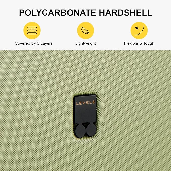 LEVEL8 Carry on Luggage Airline Approved, Small Carry on Suitcases with Wheels, Lightweight Hardside Textured Luggage for Travel, Tsa Approved, 20-Inch, Pickle Green