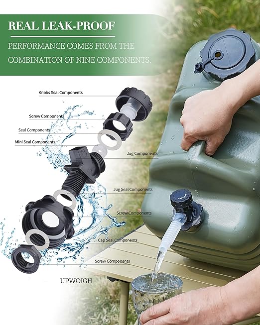UPWOIGH 5 Gallon Water Jug, Camping Water Container,Truly No Leakage Water Storage,Large Military Green Water Tank,BPA Free Portable Emergency Water Containers for Outdoors Hiking Accessories