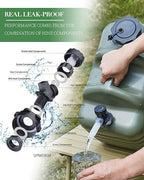 UPWOIGH 5 Gallon Water Jug, Camping Water Container, Truly No Leakage Water Storage with Spigot, Large Military Green Water Tank,BPA Free Portable Overlanding Gear for Outdoors,Hiking