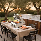 R.W.FLAME Premium 3 Burner Tabletop Propane Gas Grill Stainless Steel Portable Outdoor BBQ Grill with Griddle,24,000 BTU Multi-Zone Cooking,Built-in Thermometer,Backyard,Camping & Patio Gatherings