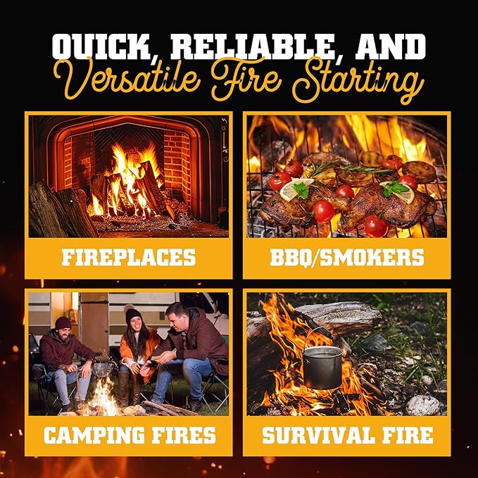 Fire Starter Natural Wood Fiber Tinder, Water Resistant, Survival Kit Camping Kit in Waterproof Tin