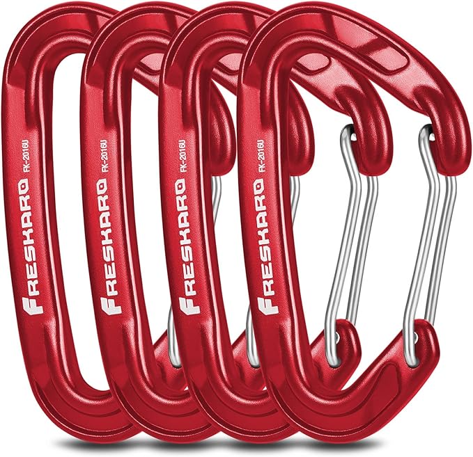 FresKaro 15kN-3372lbs Heavy Duty Wiregate Carabiners, Reliable Time-Tested Stainless Steel Spring Gate, for Camping, Hiking, Hammocks, Backpacking, Dog Leash etc., 3.15inch
