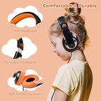 rockpapa Comfort+ Kids Headphones with Microphone, Boys Girls Student Over-Ear Headphones Wired Foldable for School Classroom Laptop PC Computer Tablet Black/Blue+Black/Orange