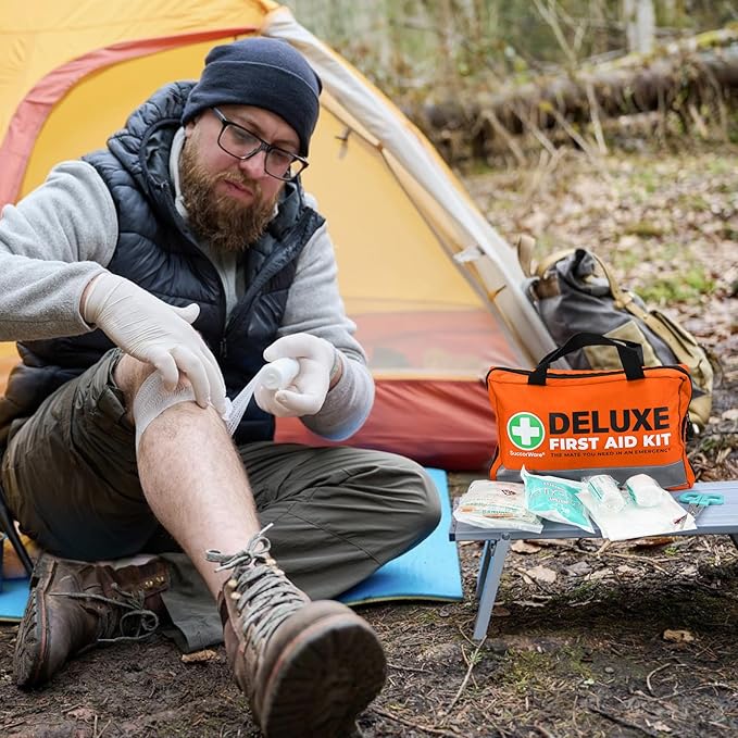 380 Pieces Deluxe First Aid Kit Compact Trauma Medical Kits with Assorted Bandages, Instant Cold Pack, Emergency Blanket for Home, Travel, Camping, Vehicle, Emergency Kits(Orange)