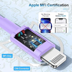 3 Pack Apple MFi Certified Charger Cable 3Ft, Lightning to USB Cable Cord 3 Foot, 2.4A Fast Charging,Apple Phone 3 Feet Long Chargers for iPhone 14/13/12/11/X/XS/XR/SE/8/7/6/5 Plus Pro Max Mini Purple