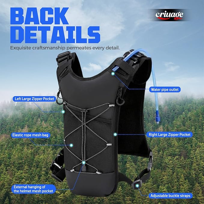 USA Original Patent Running Hydration Vest Backpack, Lightweight Chest Pack with 2.0L Water Bladder Bag Daypack for Hiking Running Cycling Race Marathon for Women Men