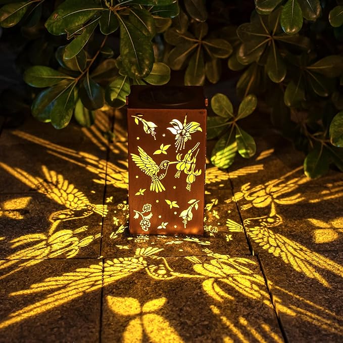 2pack Hummingbird Solar Lanterns Outdoor Waterproof Hanging Solar Lights Metal Decor Lantern Gifts for Mom Women Grandma LED Light Christmas Decorative for Garden,Patio,Yard,Lawn,Front,Porch