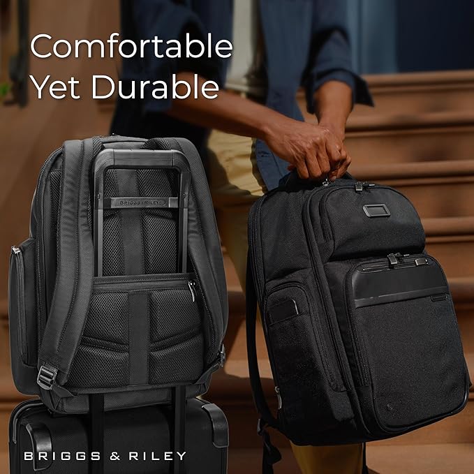 Briggs & Riley Large Cargo Backpack for Women & Men - Laptop Backpack, For Work & Travel, Spacious & Durable, Padded Straps, Fits up to 17" Laptop - @work Collection, Black