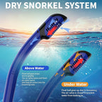 Snorkeling Gear for Adults, JRing Snorkel Mask Set with 180 Degree Tempered Glass Anti Fog Goggles Scuba Dry Top Snorkel for Swimming, Scuba Diving Mask for Men Women