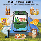 Kikerike Portable Stool Backpack Cooler Chair 400 LBS Max Load Folding Fishing Cooler Backpack Stool for Outdoors Hiking Beach Travel - Army Green