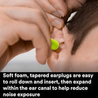3M Ear Plugs, E-A-Rsoft Yellow Neons 391-1004, Bottle of 500 Pair of Disposable Earplugs, Regular Size, Uncorded, 33 NRR, Tapered Cylinder Shape, Slow Recovery Foam