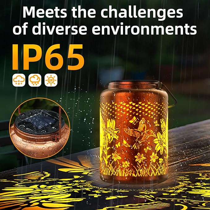 Solar Lanterns Outdoor Waterproof Hummingbird, KagoLing Birthday Gifts for Women Mom Grandma, Garden Decor Hanging Solar Lights Outdoor Metal Lantern Decoration Outside for Yard, Patio, Backyard