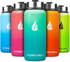 HYDRO CELL Stainless Steel Insulated Water Bottle with Straw - For Cold & Hot Drinks - Metal Vacuum Flask with Screw Cap and Modern Leakproof Sport Thermos for Adults (Mint/Green 32oz)