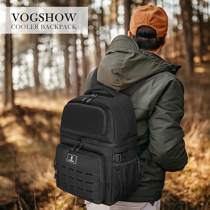 Insulated Double Deck Cooler Backpack for Men Women, 36 Cans Large Leakproof Cooler Bag for Camping, Hiking, Picnic, Fishing, Beach, Travel