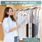 Liuoud Clear Garment Bags for Hanging Clothes 10” Gusseted, Suit Bags for Closet Storage, Hanging Plastic Clothes Cover for Coat, Dress, Fur, Shirt, 4 Pack, 40” Long