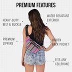 Fanny Pack Belt bag - Crossbody Waist Bag for Men or Women - Hands-Free, Waterproof Large Bumbag for Hiking, Running, and Travel (Rose Vert)