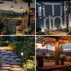 Solar Lanterns Outdoor Hanging Metal Vintage Lantern Warm White Solar Lights lamp Waterproof Edison Bulb Design for Pathway Garden Patio Yard Tree Decoration (Black)