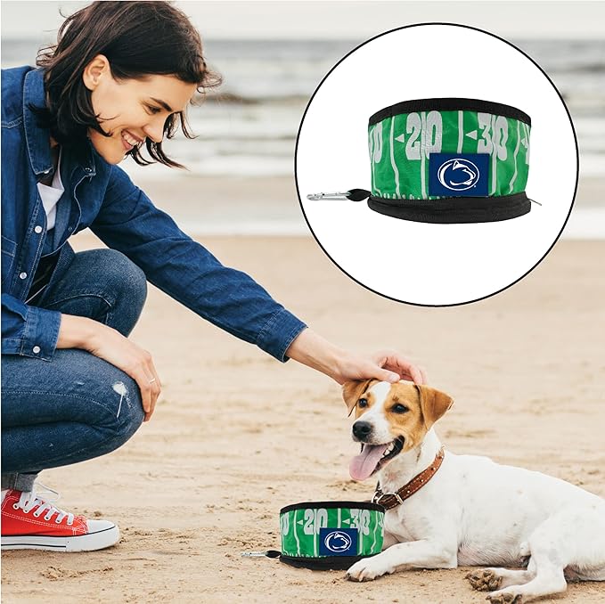 Pets First NCAA Penn State Nittany Lions Collapsible Dog Travel Bowl Set, 2 Pack Food & Water Bowls for Dogs, Best Portable & Lightweight Leak-Proof Dog Bowls for Travel