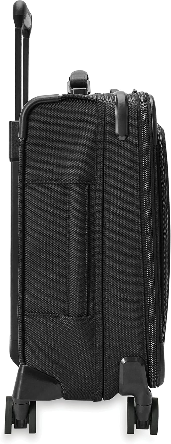 Briggs & Riley Compact 19" Carry-On Expandable Spinner - Carry On Luggage for Travel, Suitcases with Wheels, Softside Rolling Bag for Men & Women, Garment Panels - Baseline Collection, Black