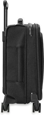 Briggs & Riley Compact 19" Carry-On Expandable Spinner - Carry On Luggage for Travel, Suitcases with Wheels, Softside Rolling Bag for Men & Women, Garment Panels - Baseline Collection, Black