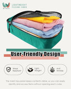 WTREE 4-Piece Packing Cubes Travel Accessories Set for Suitcases - Luggage Organizer Bags with Double Zipper - Mesh Top - Small - Green
