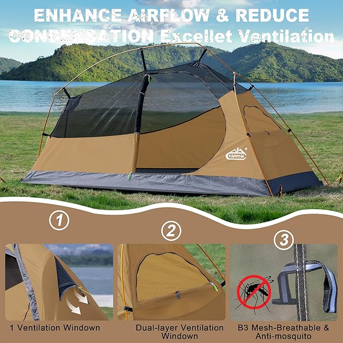 1 Person Backpacking Tent Waterproof Windproof Single Person Tent Lighweight Compact One Person Tent for Camping, Hiking