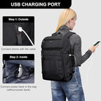 PIJUSHI Travel Backpack for Women Men Flight Aprroved Carry on Bag Large Casual Luggage Backpack Fit 16 inch Laptop(PE050 Black)