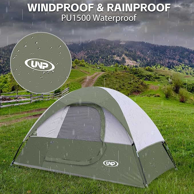 Camping Tent 2 Person, Waterproof Windproof Tent with Rainfly Easy Set up-Portable Dome Tents for Camping…