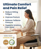 Everlasting Comfort Doctor Recommended Memory Foam Seat Cushion for Office Chairs & Car - Ergonomic Office Desk Accessories - Cushions for Tailbone Pain Relief, Sciatica (Black, Large)