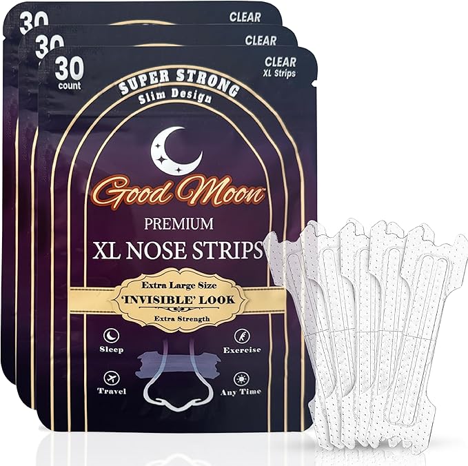 (3 Month Supply) Premium Large Nose Strips – Invisible, Extra Strength Clear Nasal Strips – Stop Snoring, Breathe Better, Fall Asleep, Running, Gym, Pollen Allergies – for Sensitive Skin (90ct) XL
