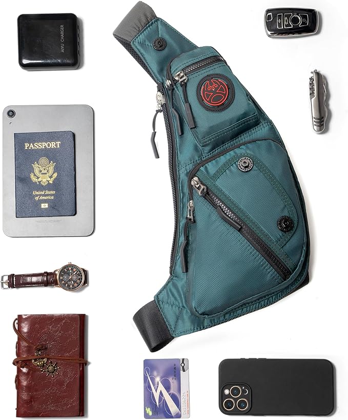 NICGID Sling Bag Chest Shoulder Backpack Crossbody Bags Casual Daypack for Men Women (Dark green-2620N)