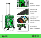 Bioworld Minecraft Creeper 20" Carry-On Luggage With Wheels And Retractable Handle