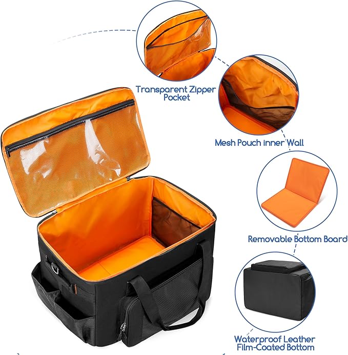 Camping Organizers and Storage, 4 Pcs Packing Cubes with Carrying Bag, 5-in-one with Hard Bottom Storage Bag for Travelling, Toys, Dolls, etc, Black