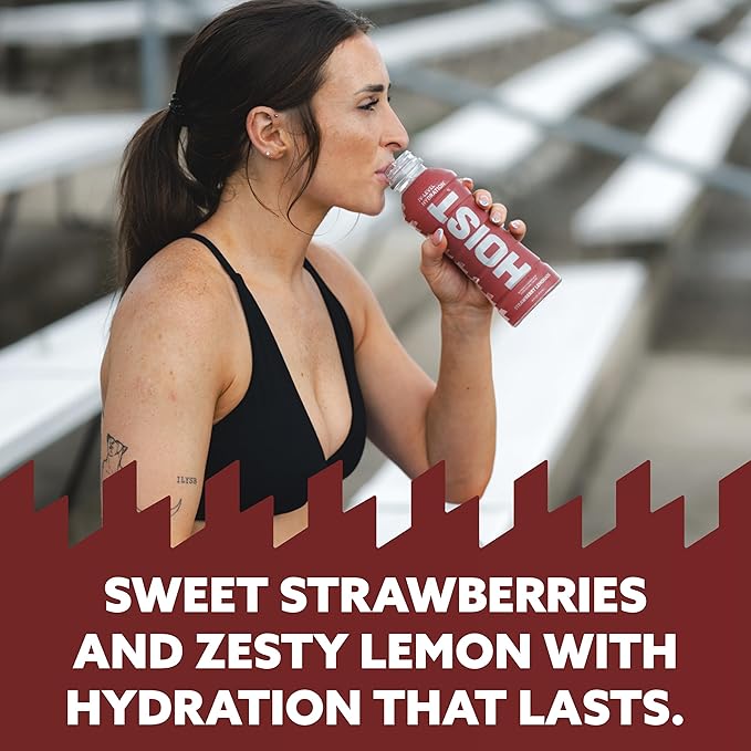 HOIST Premium Military Hydration Electrolyte Drink, Powerful IV-Level Hydration, Clinically Proven Performance Drink, Strawberry Lemonade, 16 Fl Oz (Pack of 12)