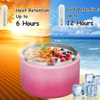 12oz Insulated Vacuum Food Jar with Buckle Lid Wide Mouth Soup Thermo for Hot Food Kids Leakproof Stainless Steel Lunch Container (Gradient Pink, 12OZ)
