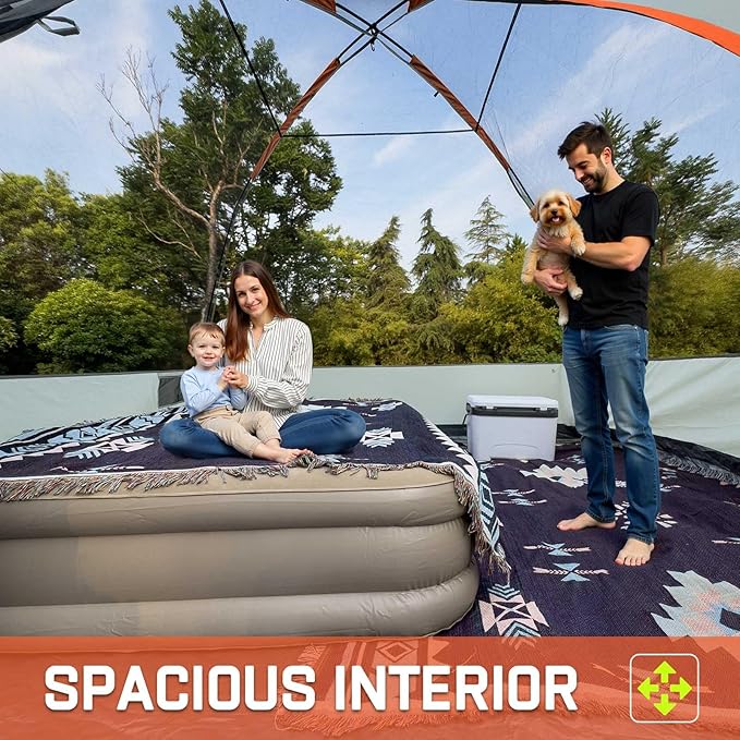 Happy Travel Camping Tent, 4/6 Person Dome Tents for Camping with Rainfly, Waterproof Clip Easy Setup Portable Family Tent with Mesh Windows, 20% More Headroom Backpacking Tents for Camping & Hiking