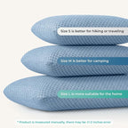Travel Pillow Memory Foam Pillows, Camping Pillow-Compressible Medium Firm, Breathable Cover, Ideal Backpacking Hiking, Bed Pillows, Airplane and Car (Blue, L)