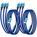 USB C Multi Charging Cable, 2Pack 5FT Multiple Charger Cord, 3 in 1 Universal Charger Cable with Type-C/Micro USB and IP Port, Compatible with Most Cell Phones-Blue