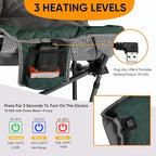 Colorsoul Oversized Heated Camping Chairs Heavy Duty, Fully Thick Padded Heated Chairs for Outdoor Sports, Heated Folding Chair for Adults Support 450lbs, 3 Heat Levels, Battery NOT Included