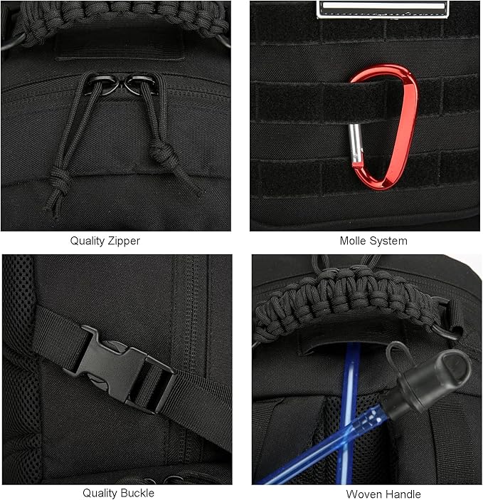 30L Military Tactical Backpack for Men 3 day Assault Pack Molle Daypack Army Hiking Rucksack (Black)